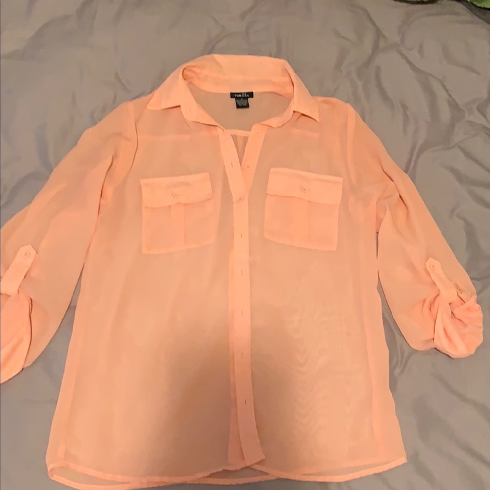 Peach Button Up